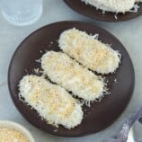 plate of palitaw with a glass of water on the side