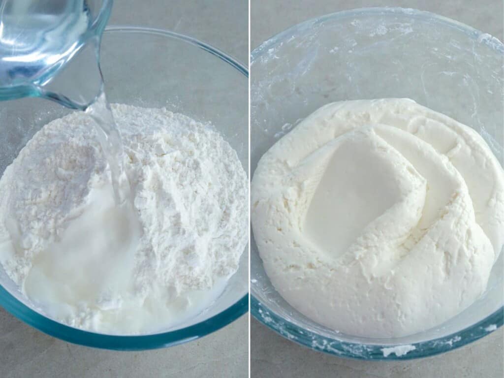 making palitaw dough in a bowl