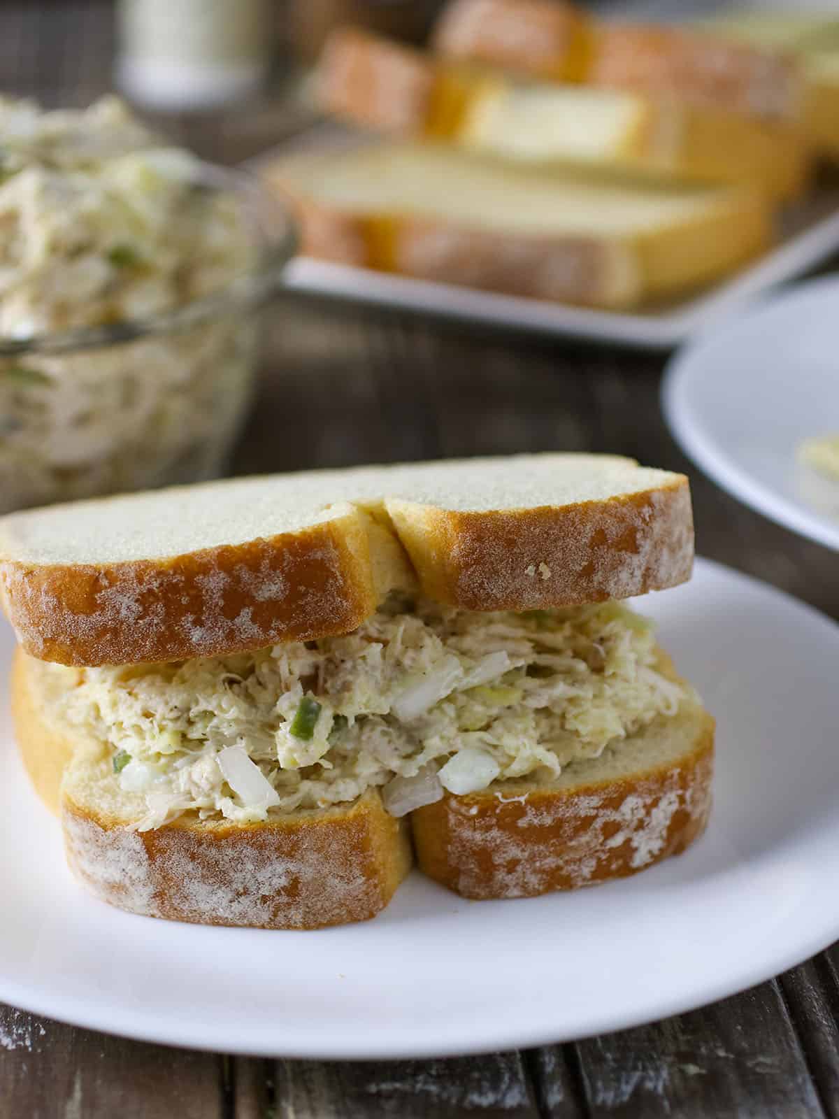 Chicken Salad Sandwich on a white plate