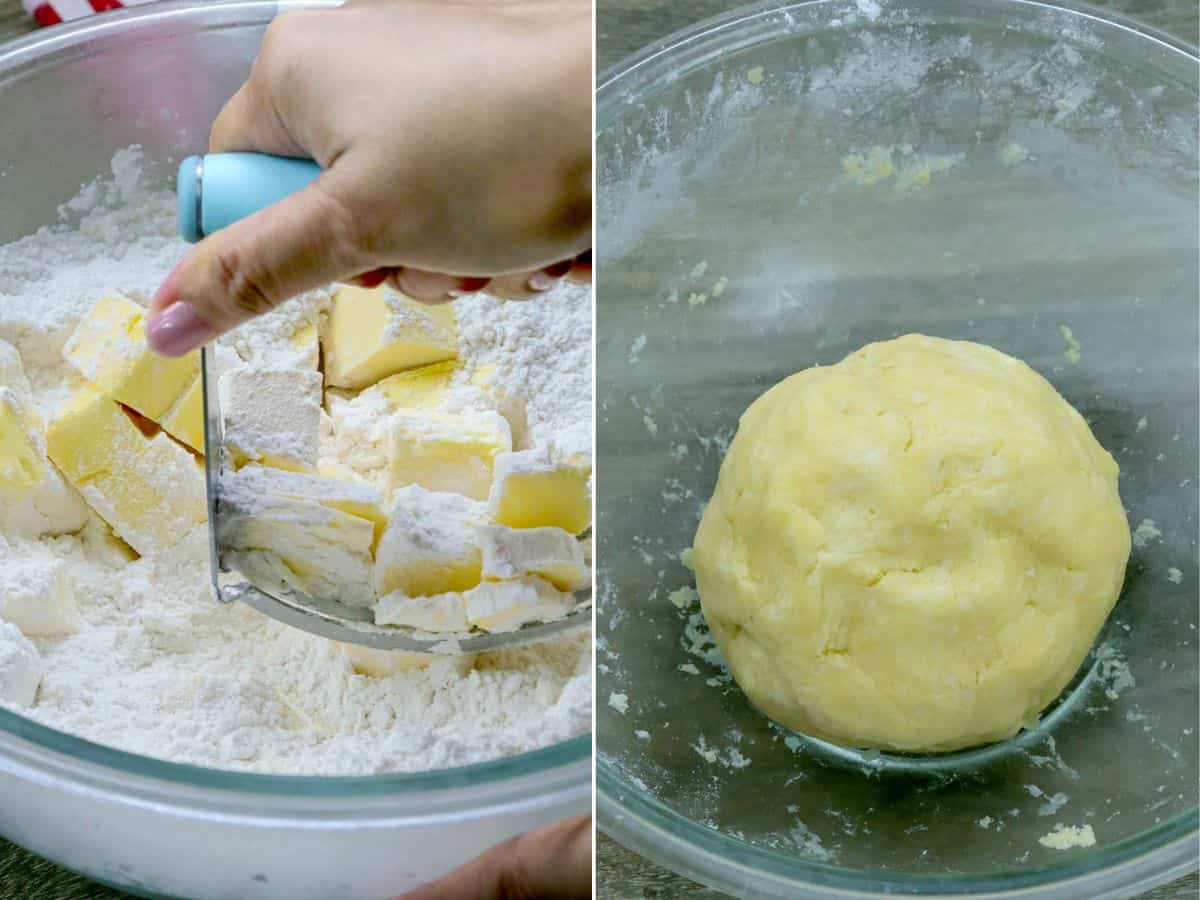 making pie dough in a bowl