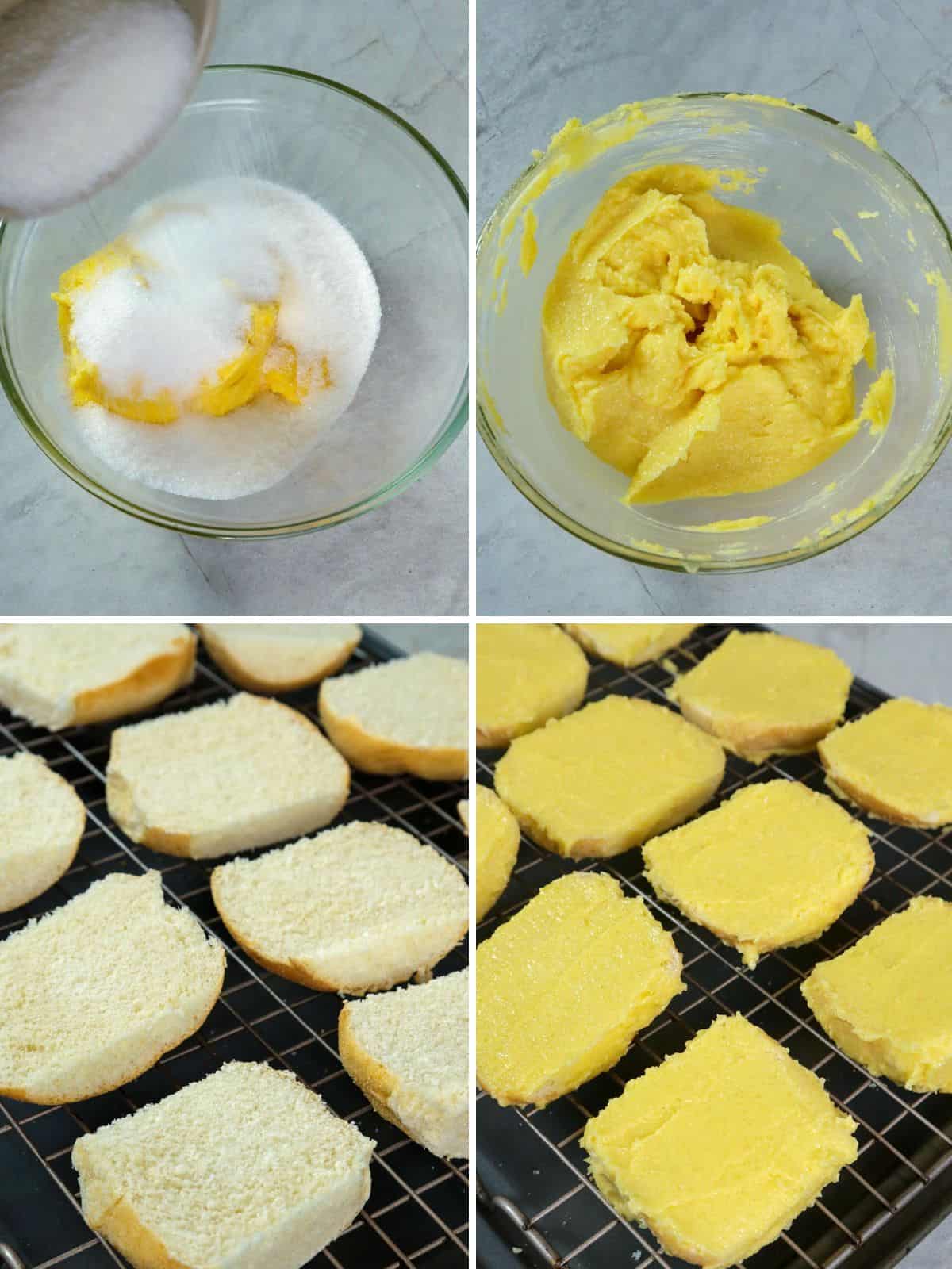making Filipino biskotso baked with sugar and butter