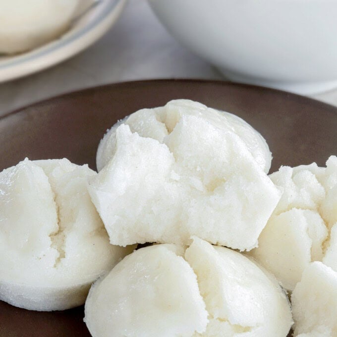 puto on a wooden serving plate.