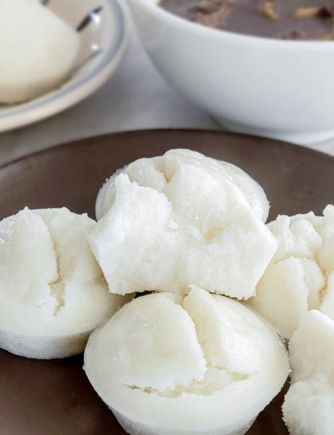 puto on a wooden serving plate.