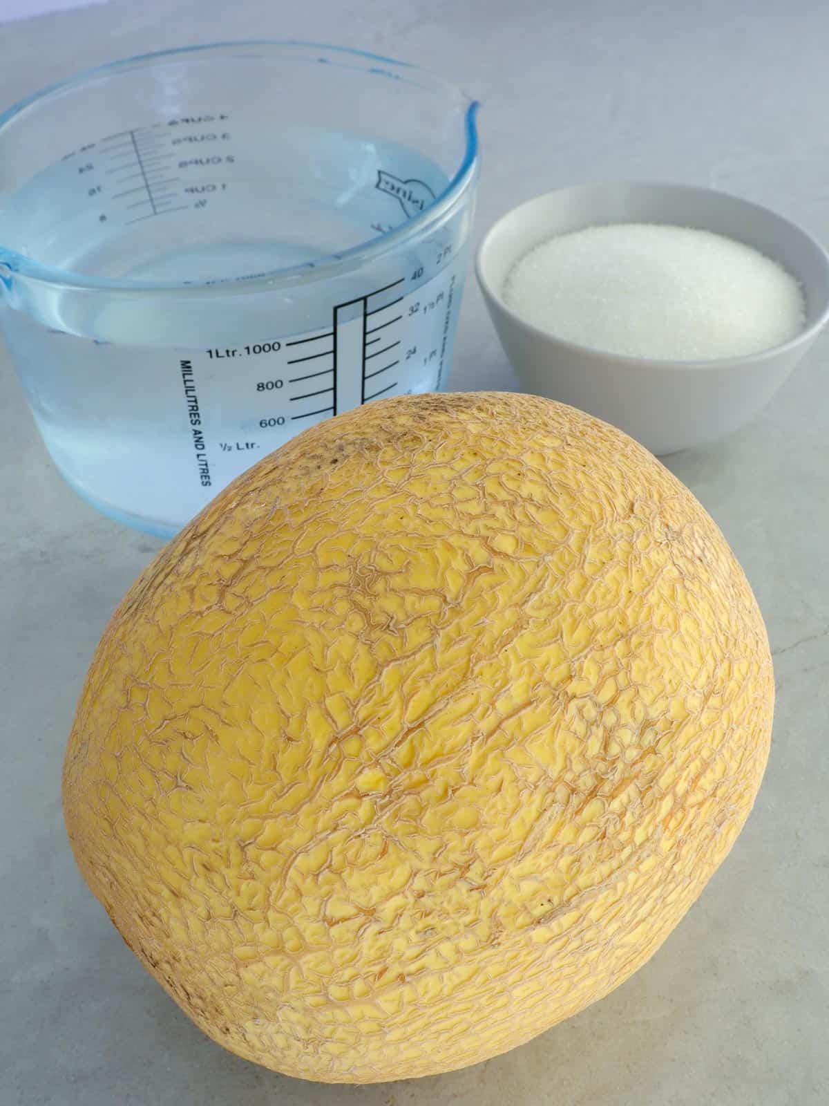 cantaloupe, sugar, water