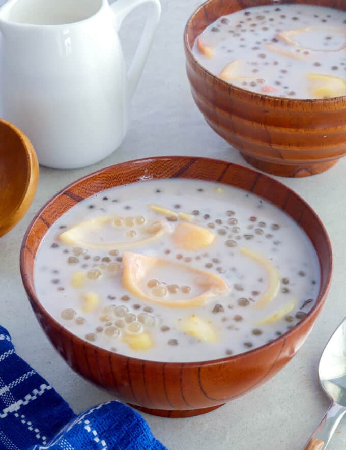 Guavas in Coconut Cream in wooden bowls