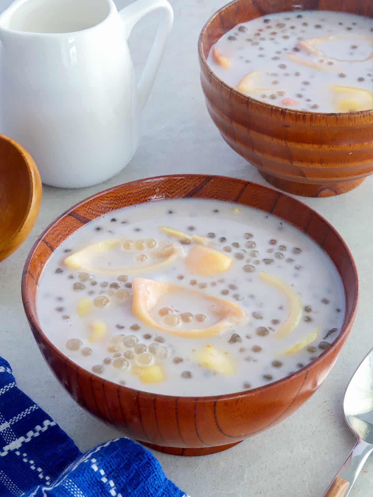 Guavas in Coconut Cream in wooden bowls