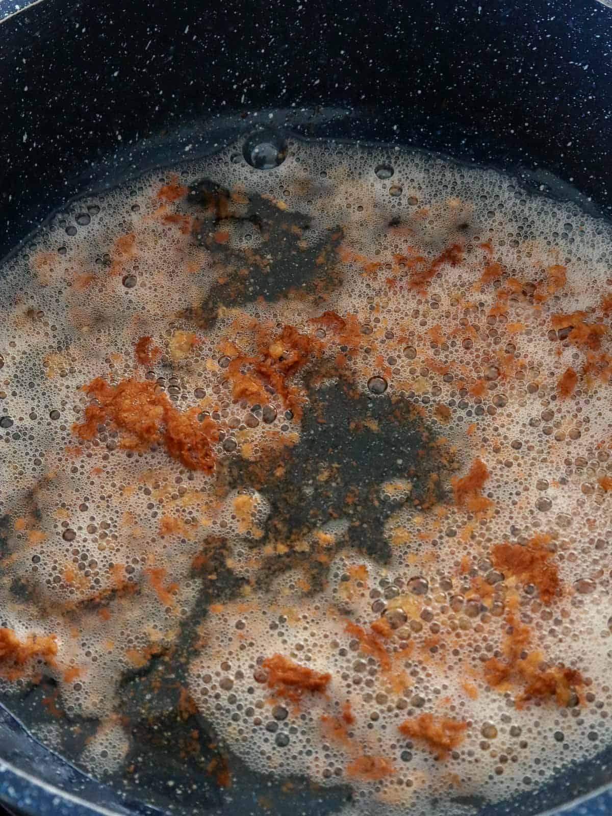 making latik in a pan