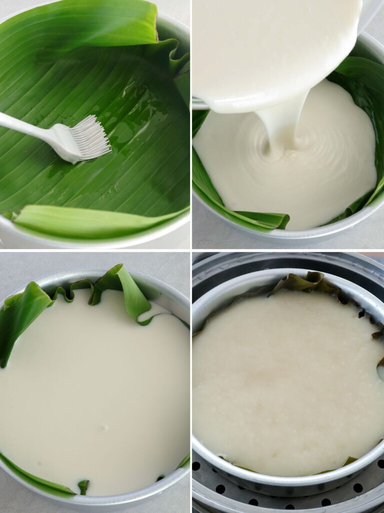 making kalamay lansong in a round pan