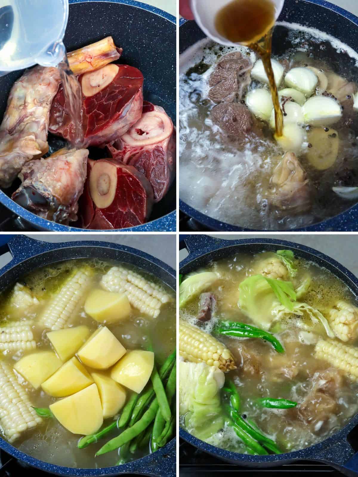 making nilagang baka in a pot