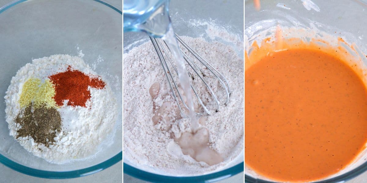 making Kwek-Kwek batter in a bowl