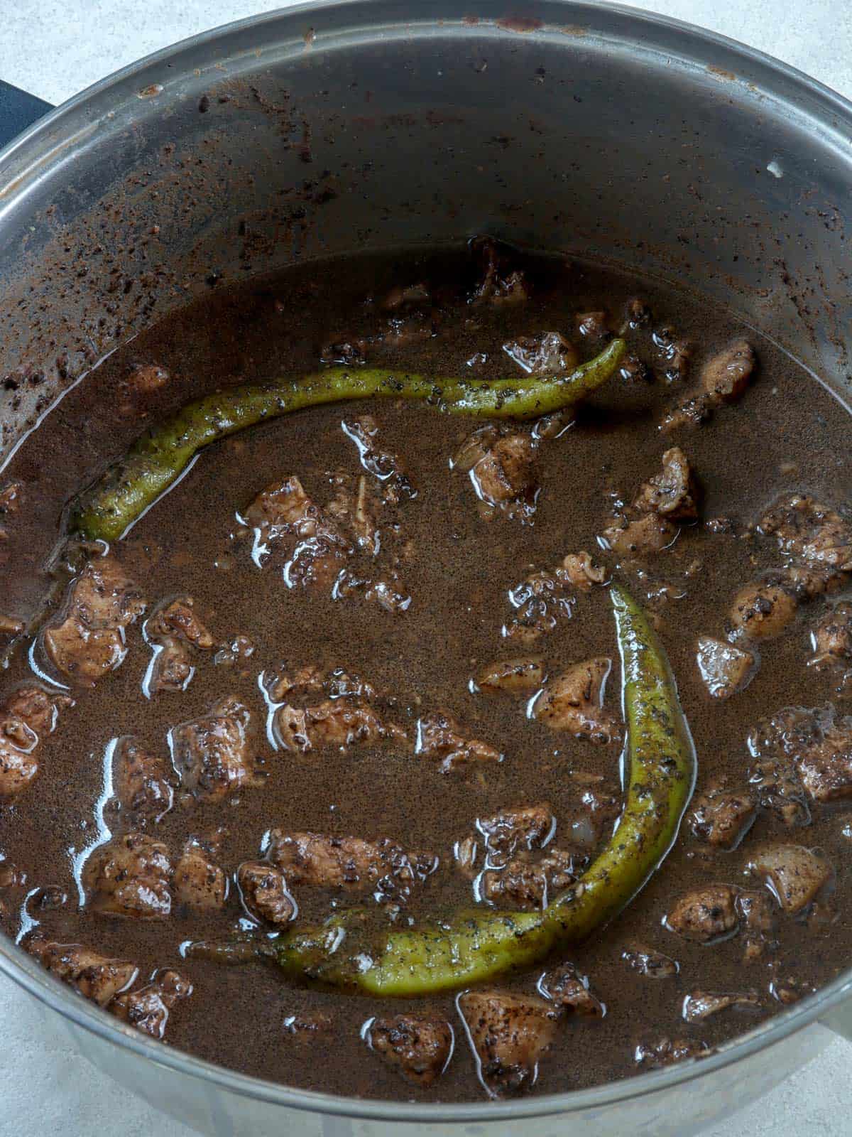 pork dinuguan in a pot