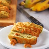 sliced banana bread on a white plate