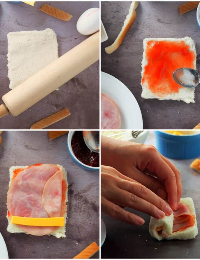 how to make crispy ham and cheese bread rolls