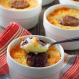 serving cassava ube cake with a spoon