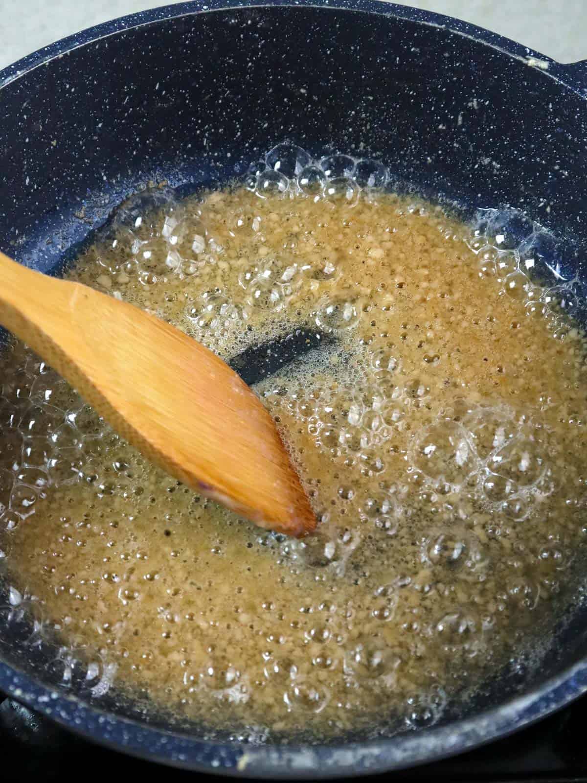 making latik in a pan