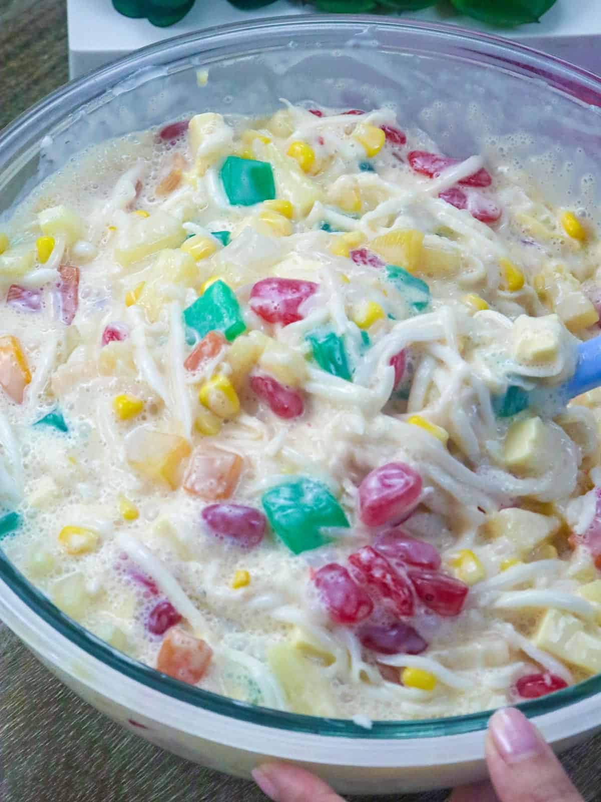 Filipino fruit salad in a large bowl