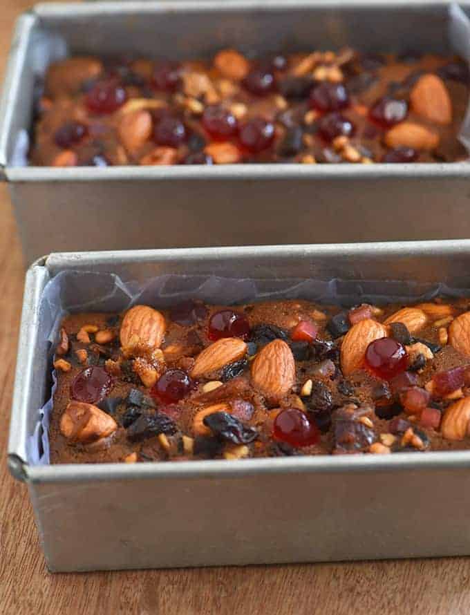 baked fruitcake in small baking pans