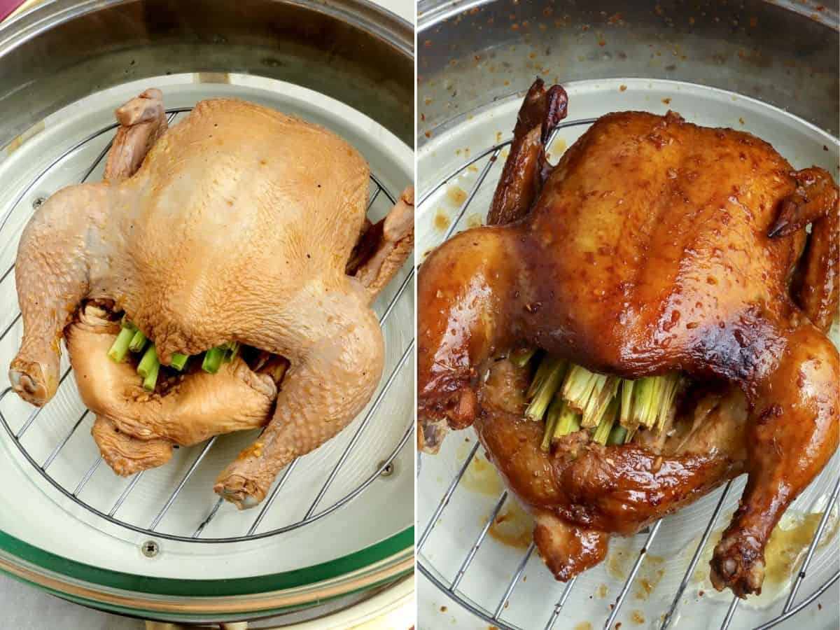 lechon manok roasting in a turbo broiler