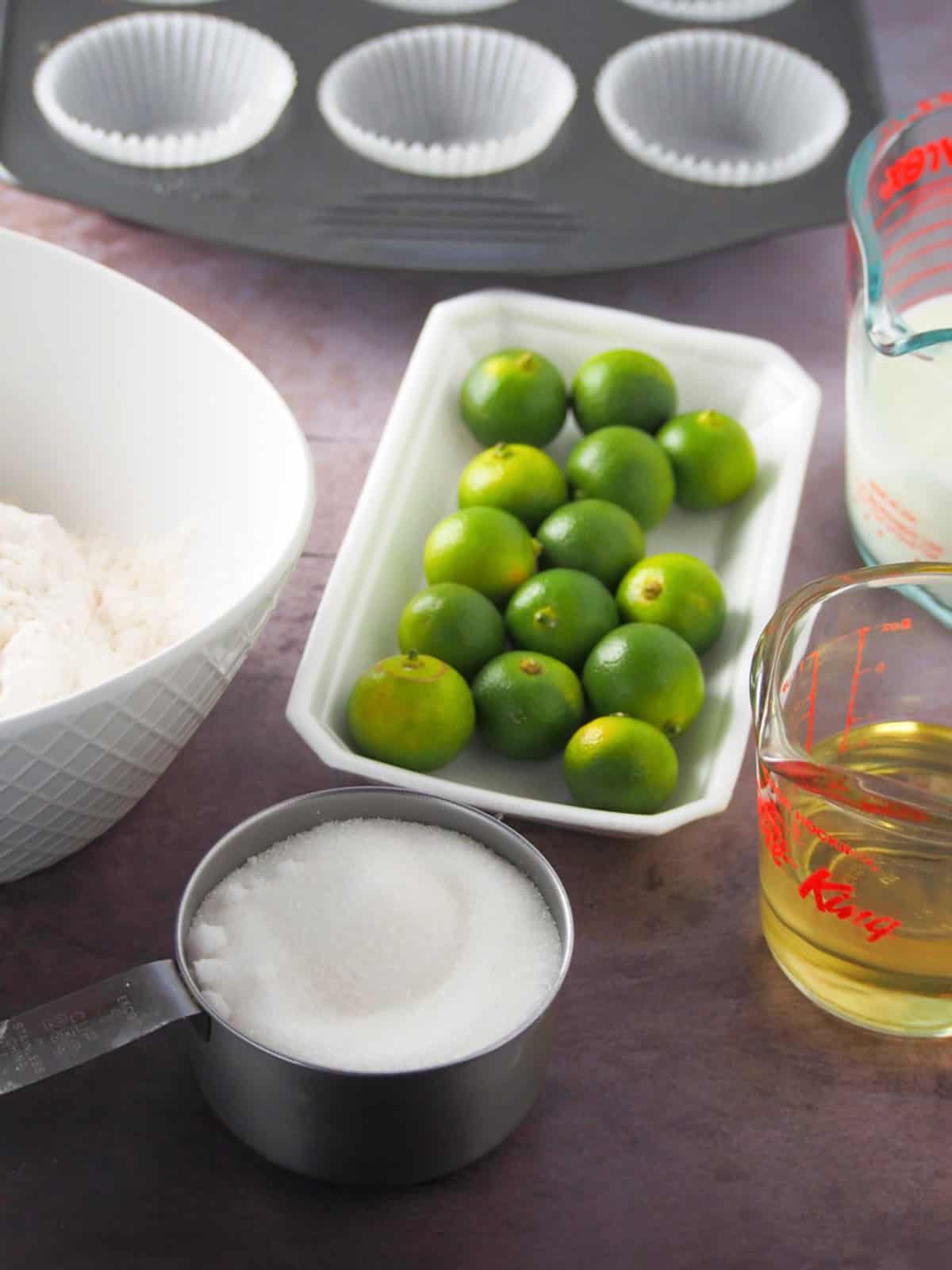 calamansi, flour, sugar, oil, sour cream