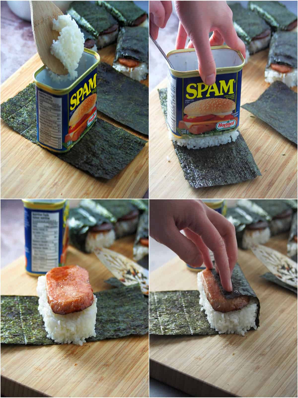 step by step guide on making spam musubi