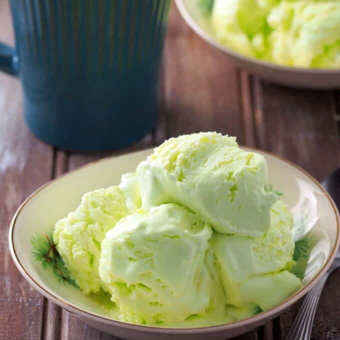 buko pandan ice cream in serving bowls