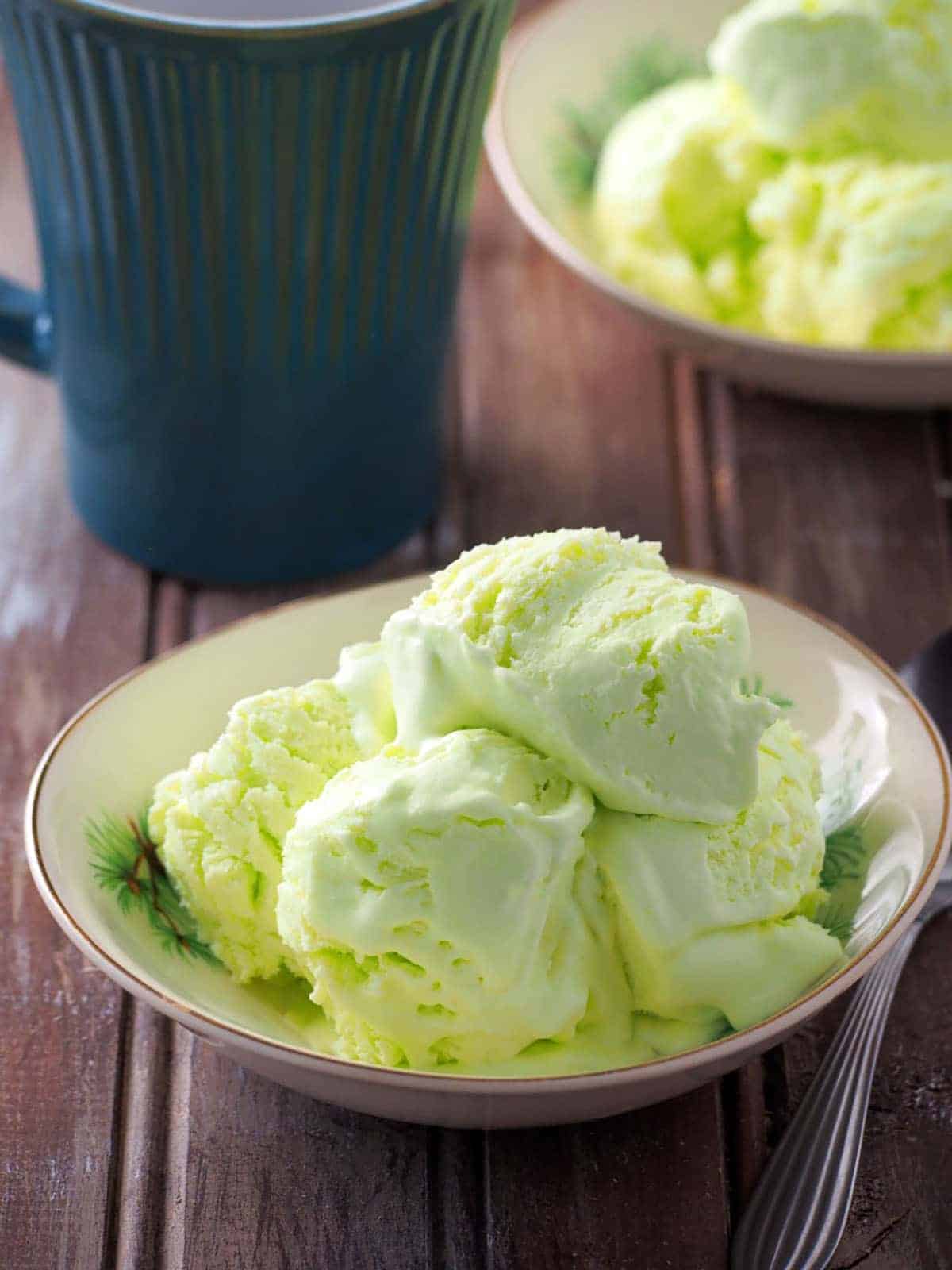 buko pandan ice cream in serving bowls