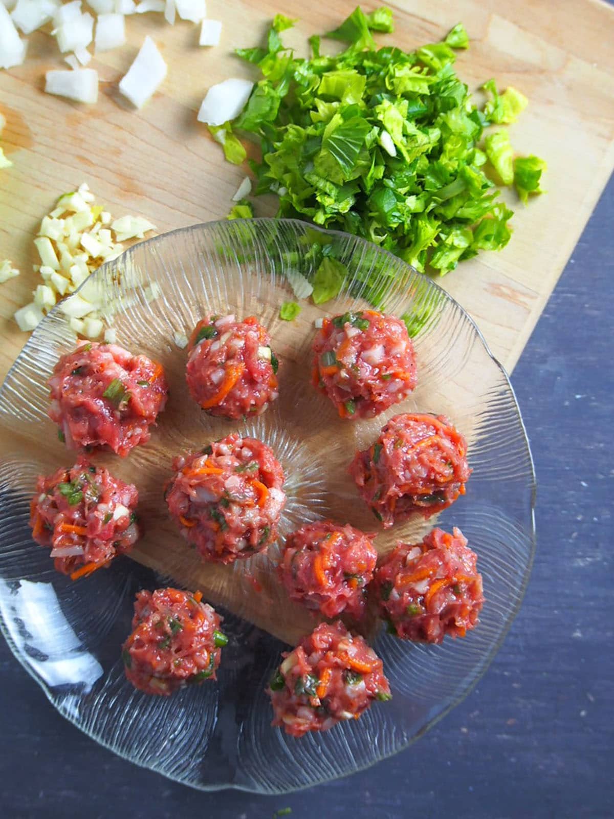 chicken meatballs on a plate