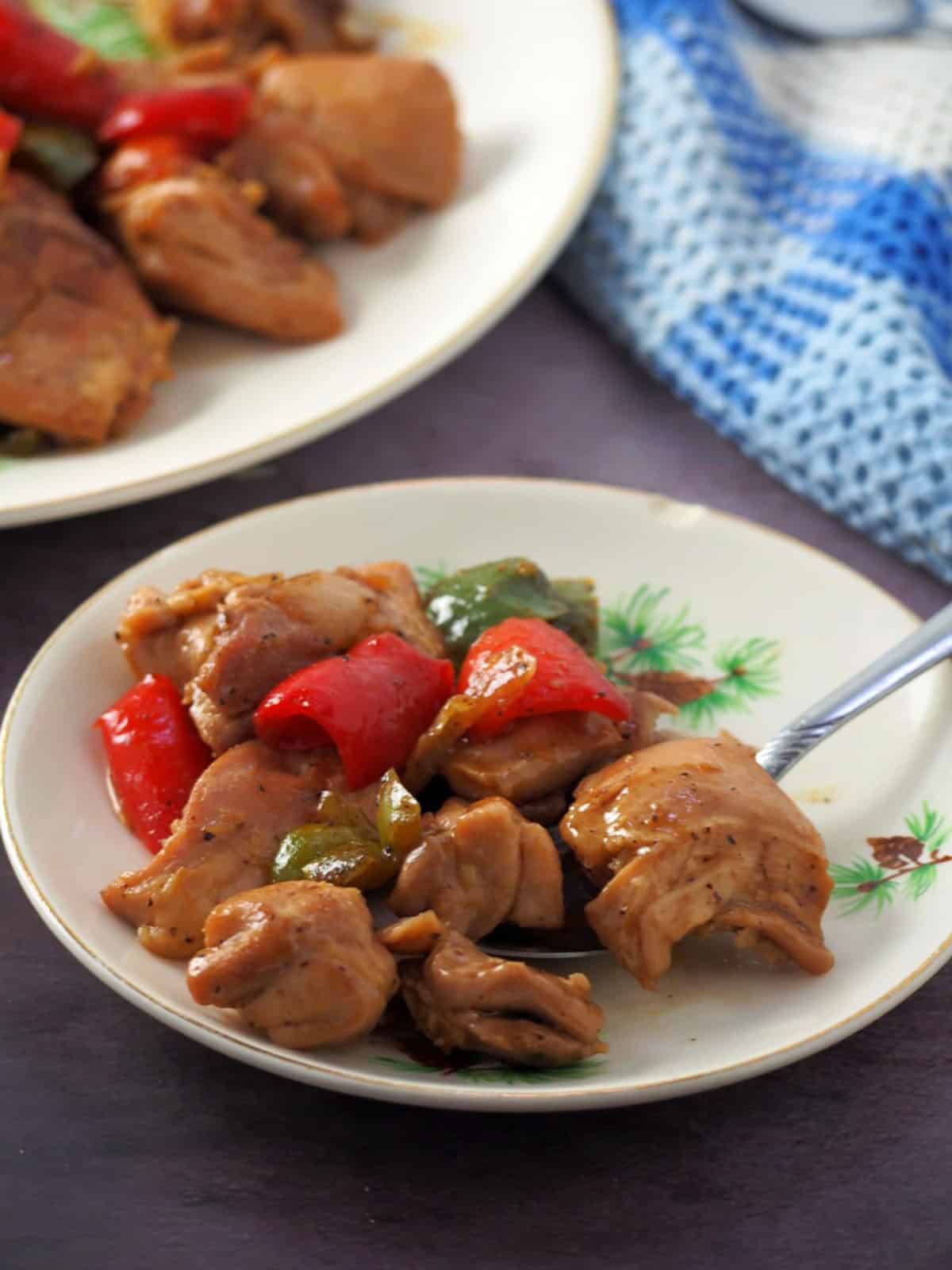 Black Pepper Chicken on a serving plate