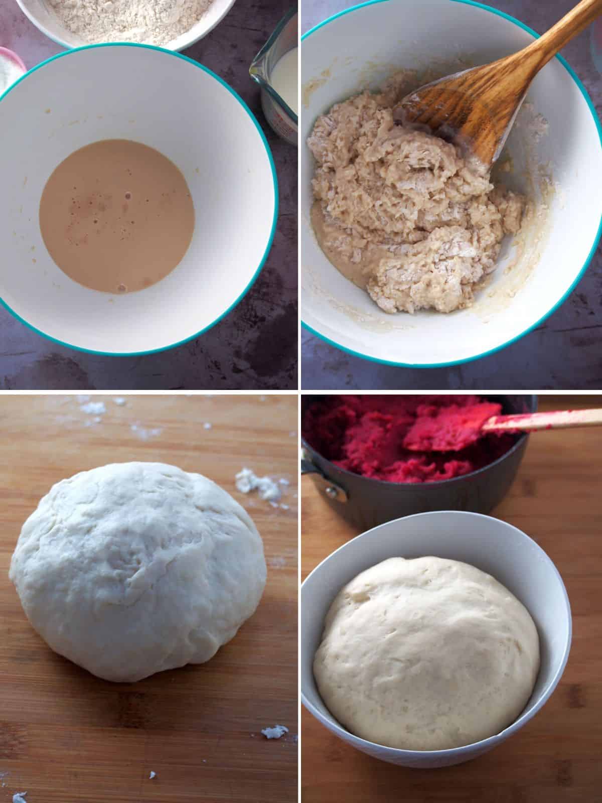 making kalihim bread dough in a bowl