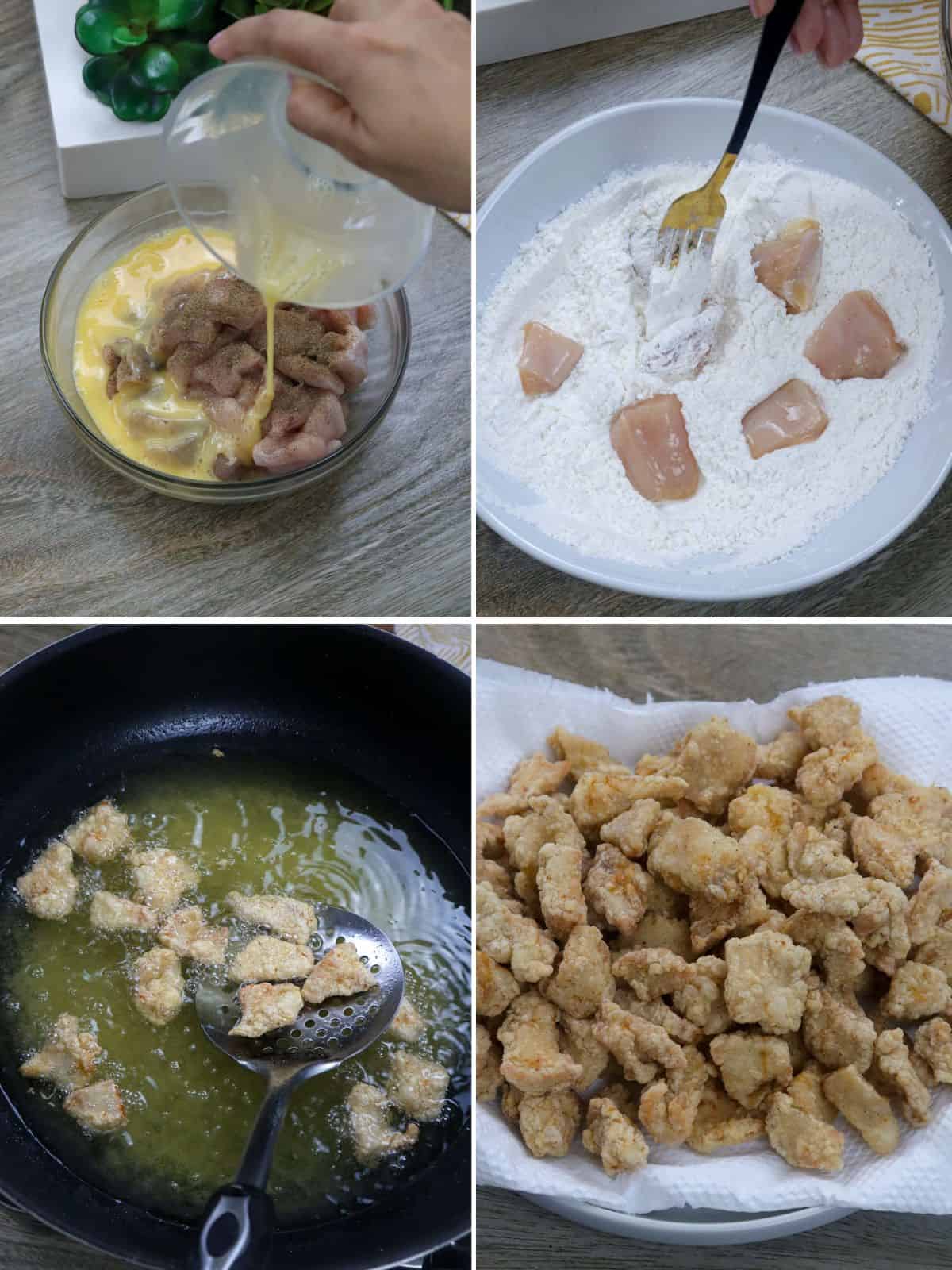 frying battered chicken nuggets