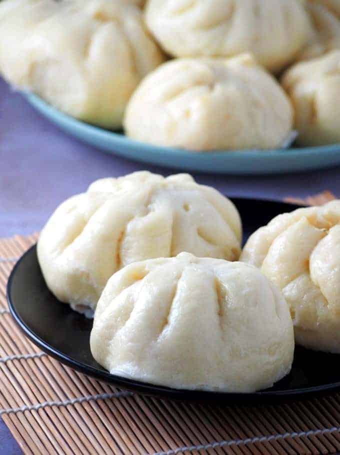 Siopao Bola-Bola on a black plate