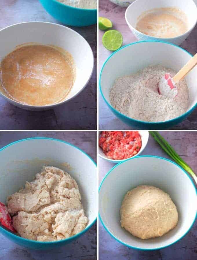 making siopao dough in a bowl