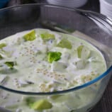 Avocado Sago Jelly in a clear bowl