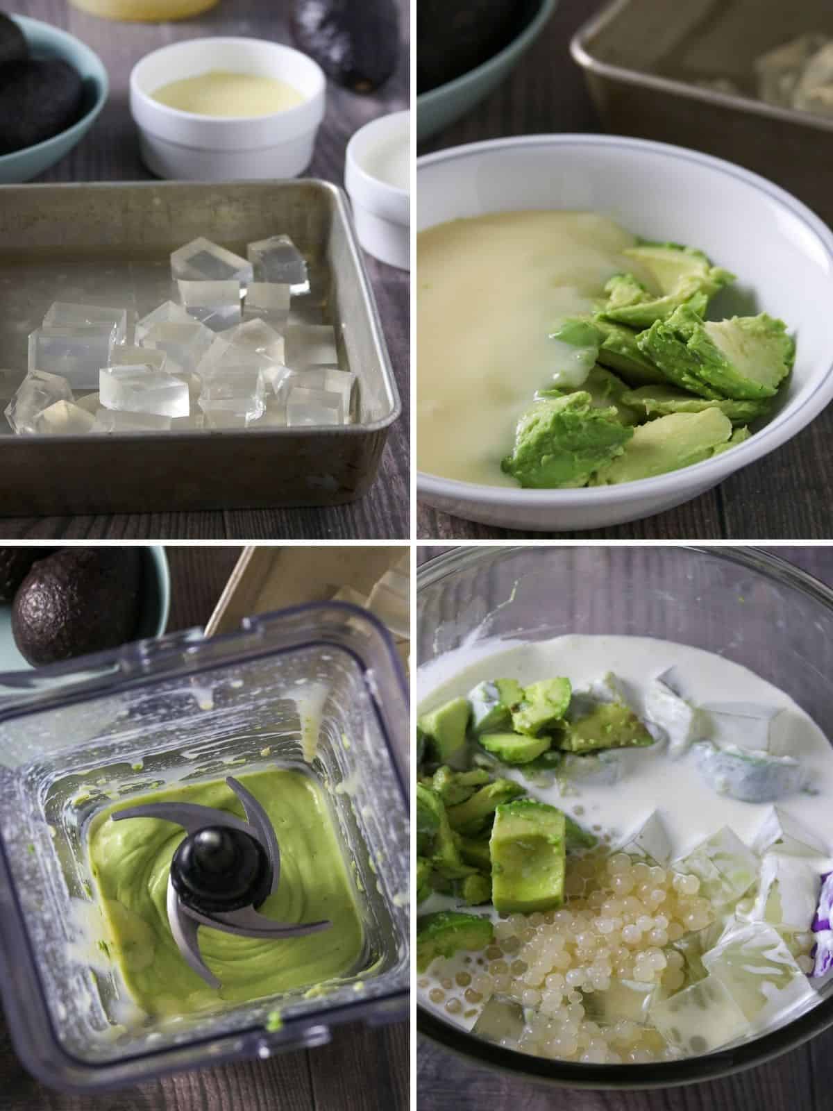 making avocado dessert