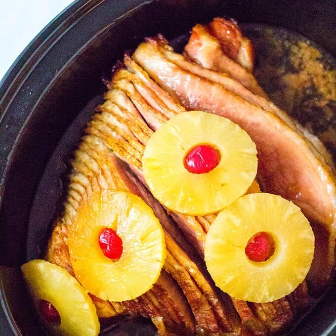 spiral ham with pineapples cooked in a crockpot