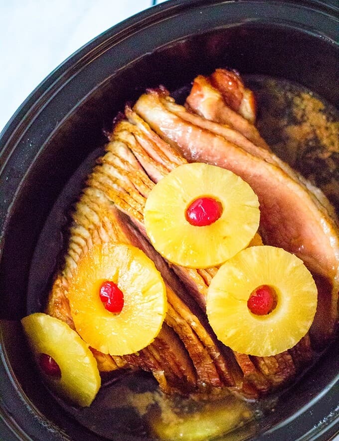 spiral ham with pineapples cooked in a crockpot