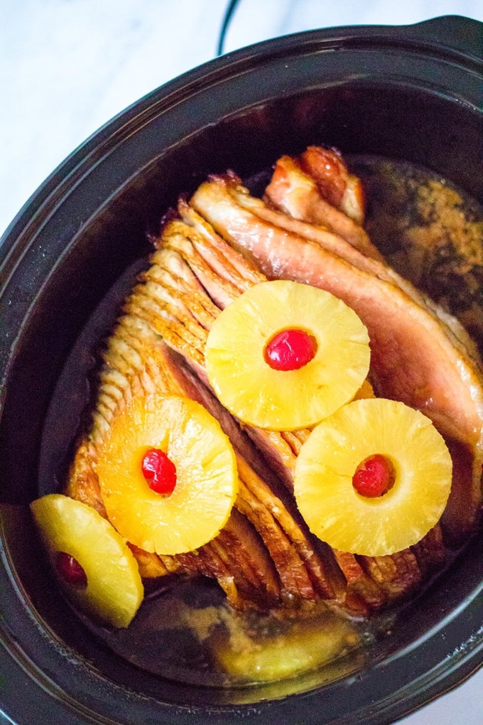 spiral ham with pineapples cooked in a crockpot