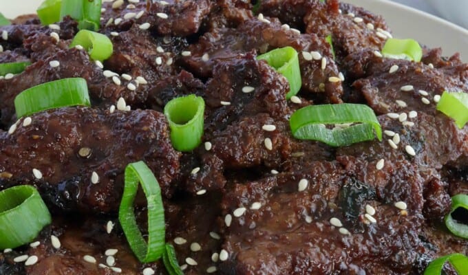 Korean BBQ Bulgogi in on a serving platter