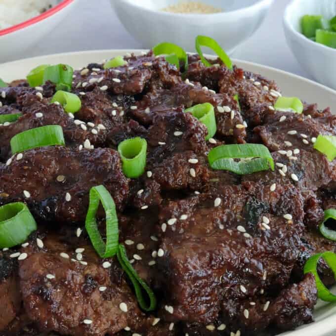 Korean BBQ Bulgogi in on a serving platter