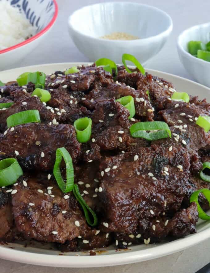 Korean BBQ Bulgogi in on a serving platter