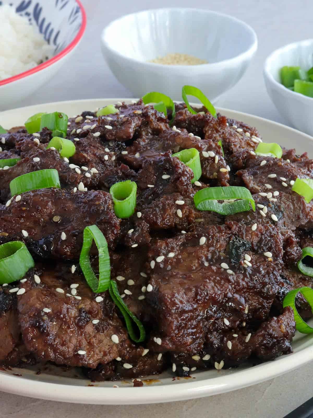 Korean BBQ Bulgogi in on a serving platter