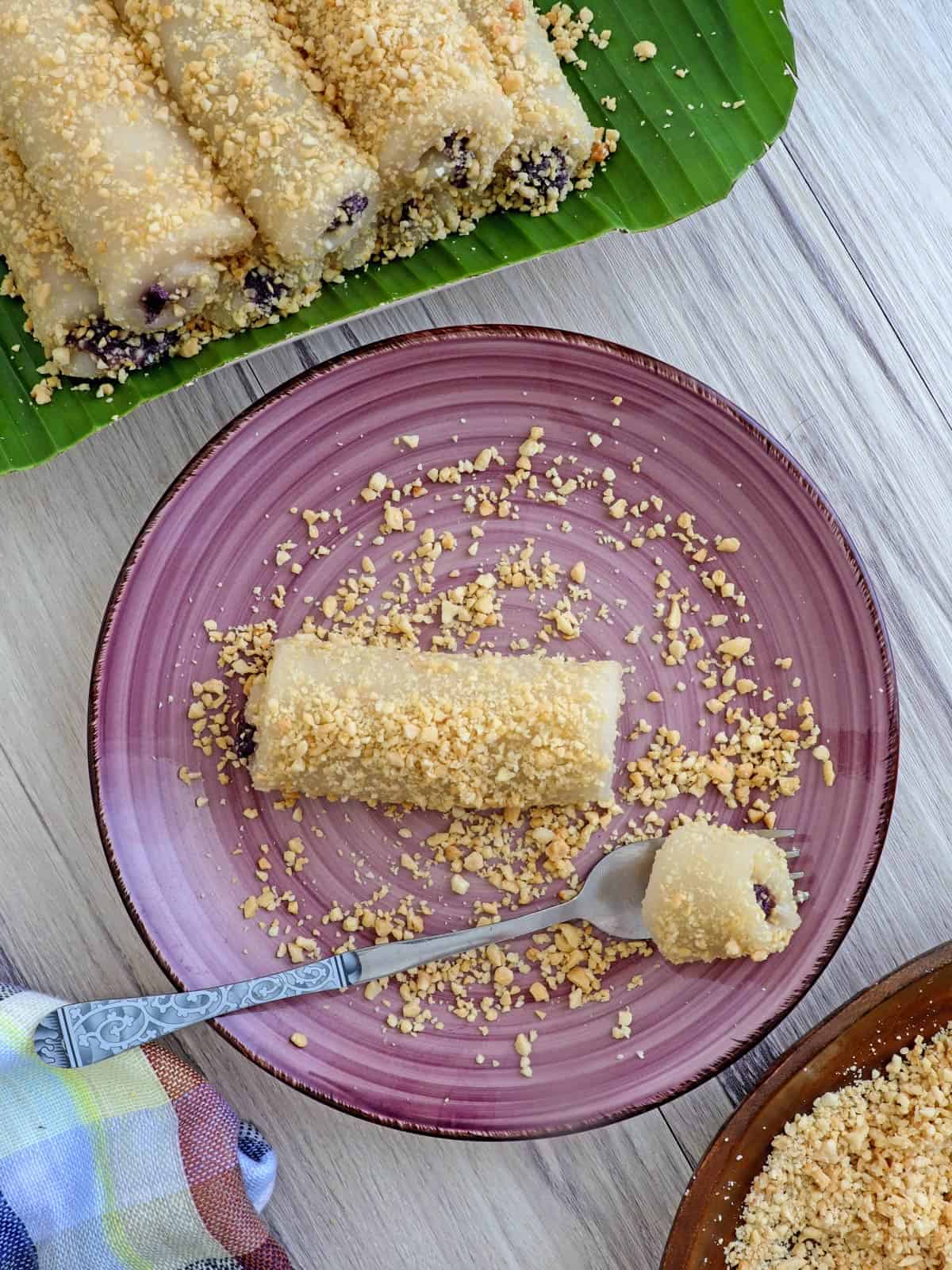 Peanut Tikoy Rolls With Ube Filling