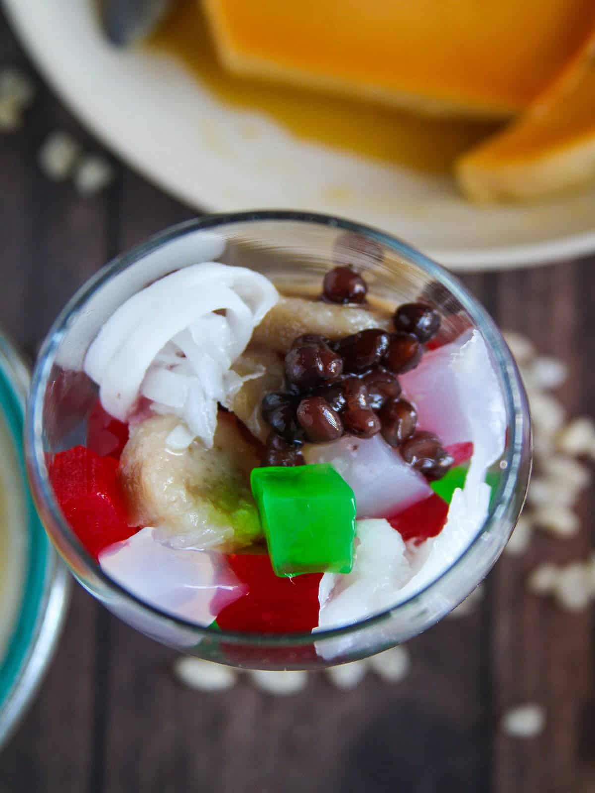 halo-halo ingredients in a tall glass