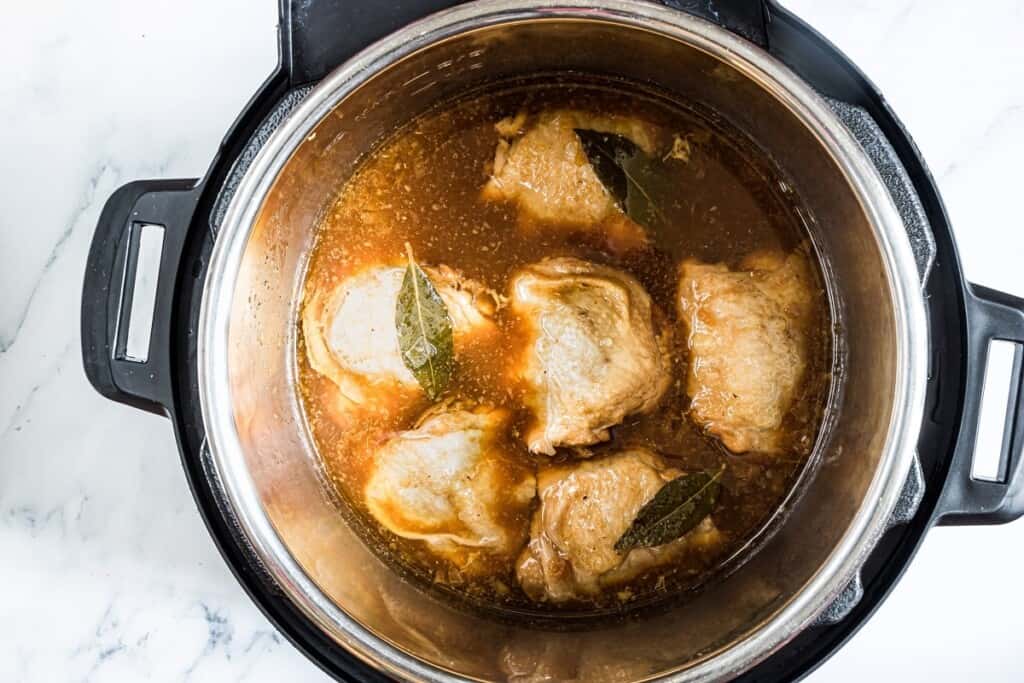 cooked chicken adobo in the Instant Pot