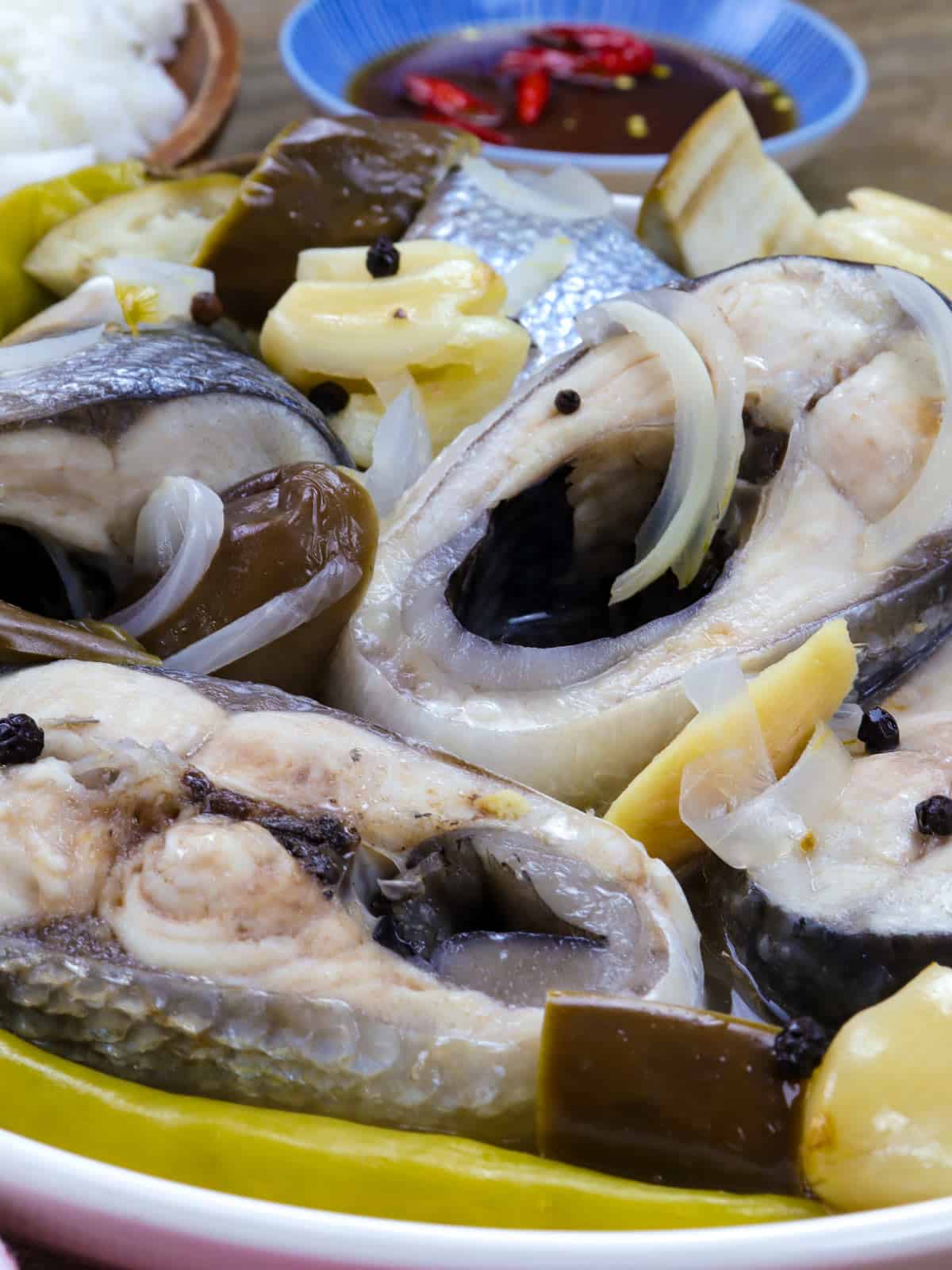 Paksiw na Bangus in a white bowl