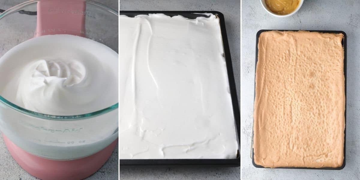 making meringue for brazo de mercedes cake.