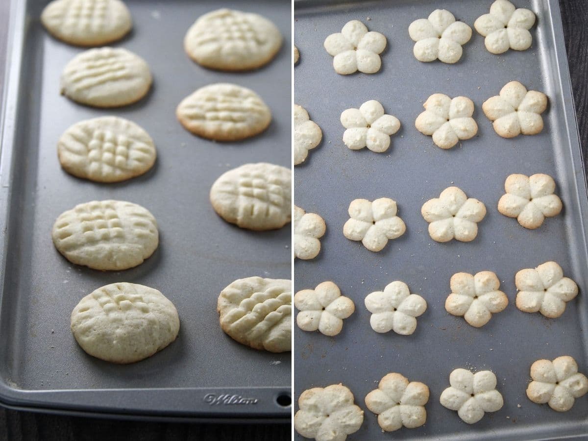 baked uraro cookies on a baking sheet