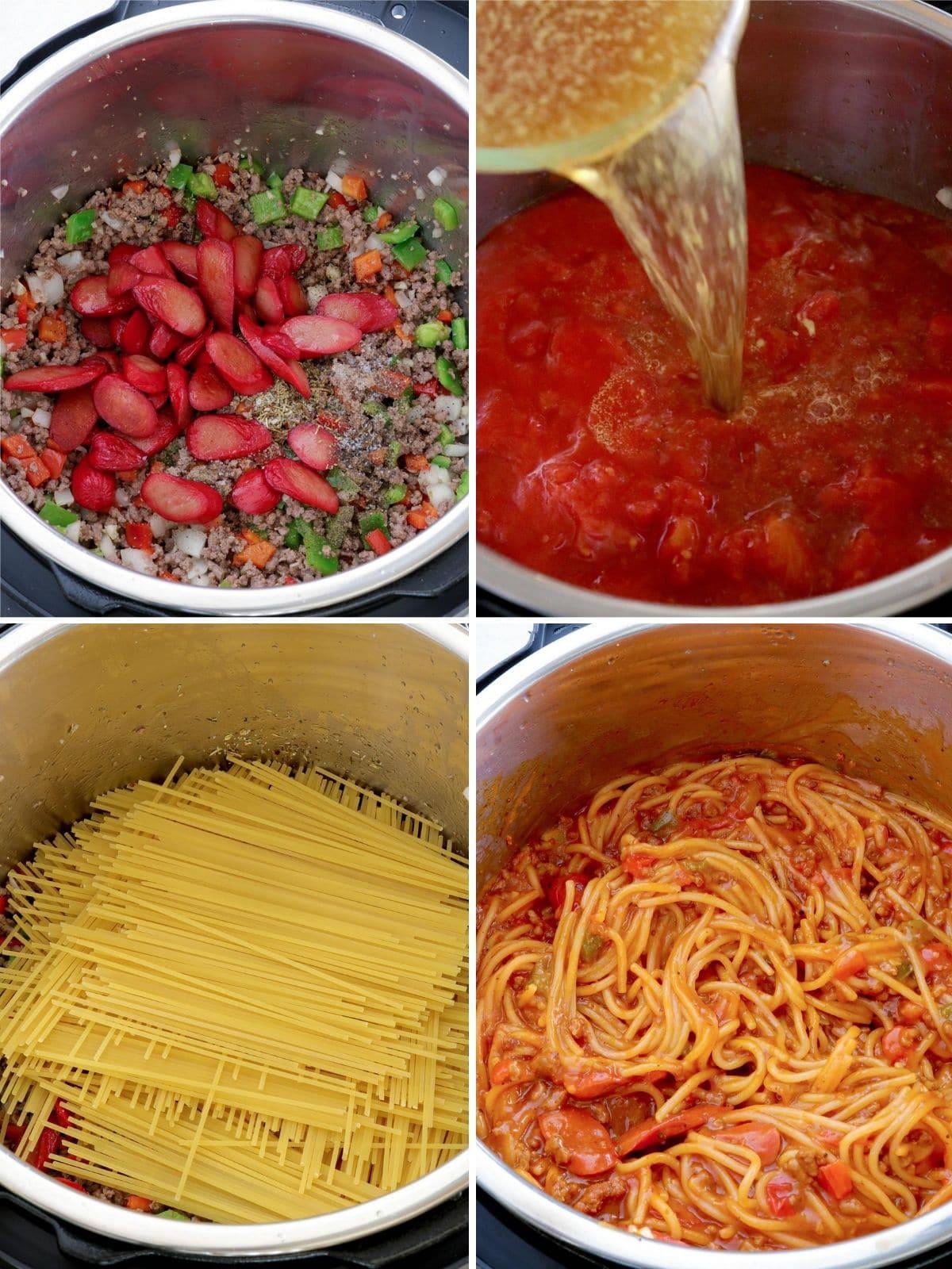 making Filipino spaghetti in the Instant Pot