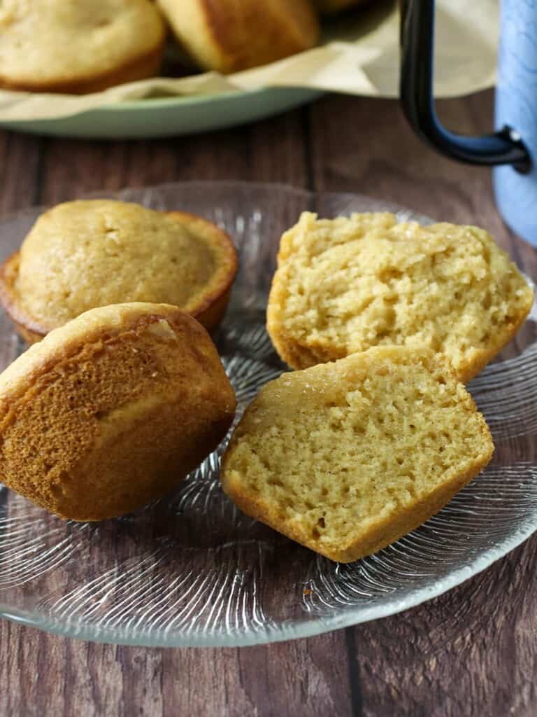 sliced Pinoy muffins on a plate