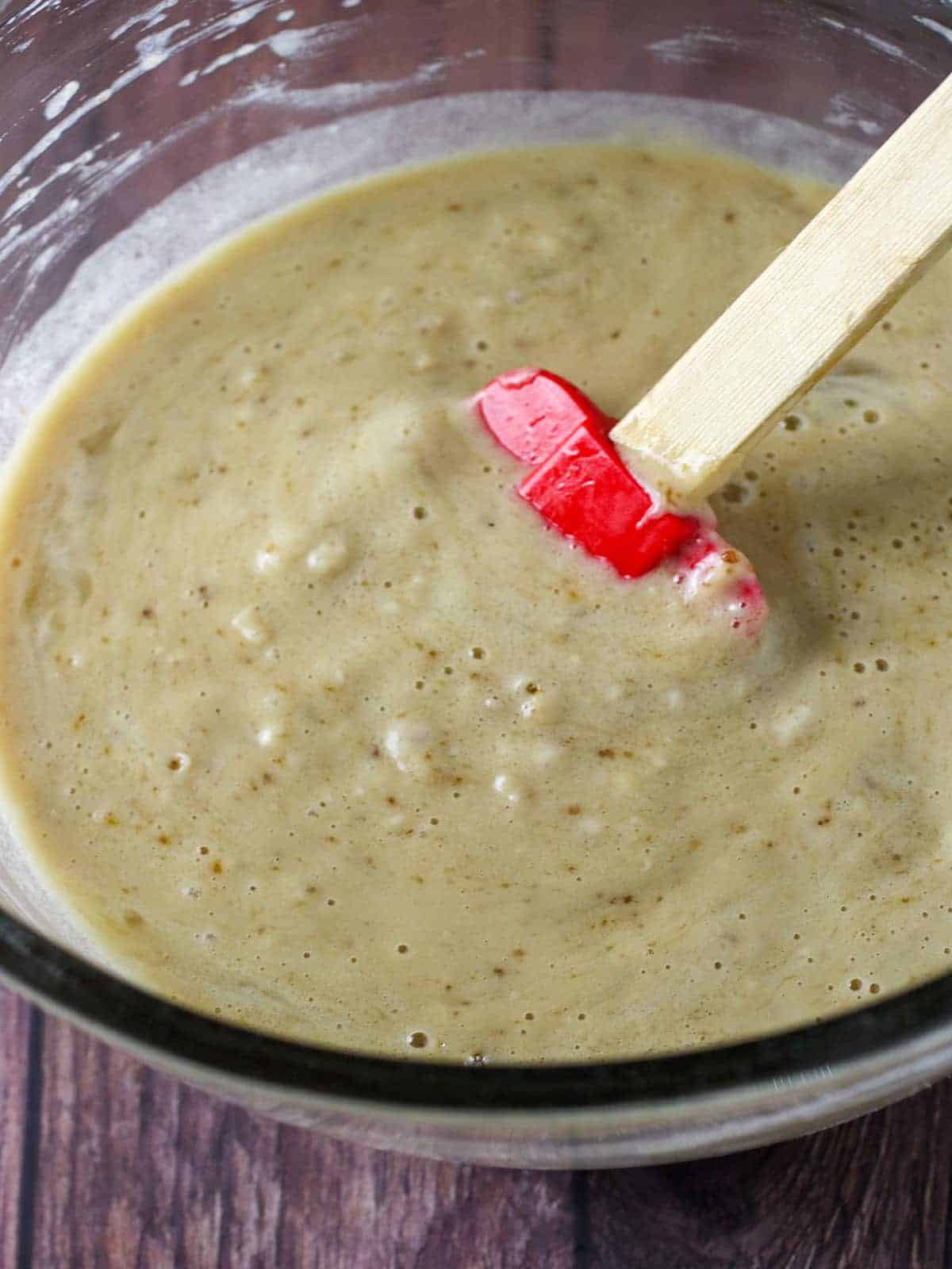 making muffin batter in a bowl